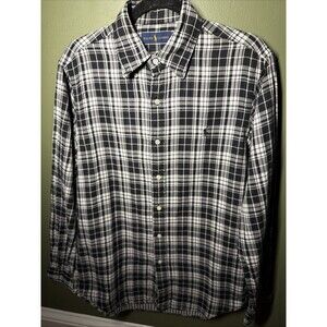 Ralph Lauren Polo Men’s M Black Gray Plaid Long Sleeve Button Down Shirt